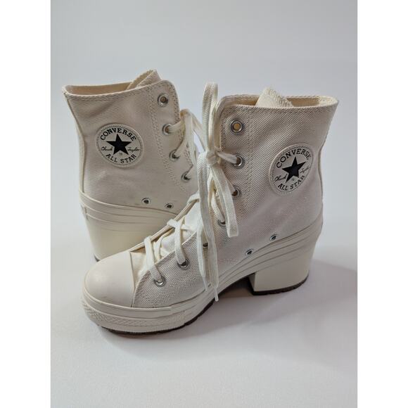 Converse Chuck 70 De Luxe Heel Shoes 'Egret' - A05348C Ivory Platform Chunky - Picture 2 of 15